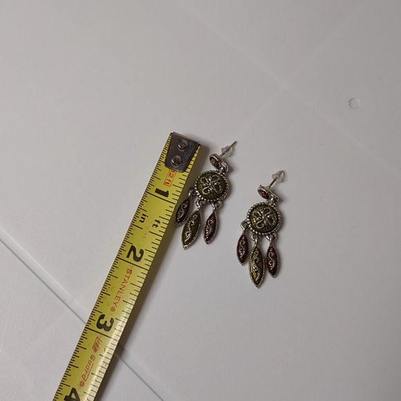 Green And Orange Dangle Earrings - Picture 6 of 9